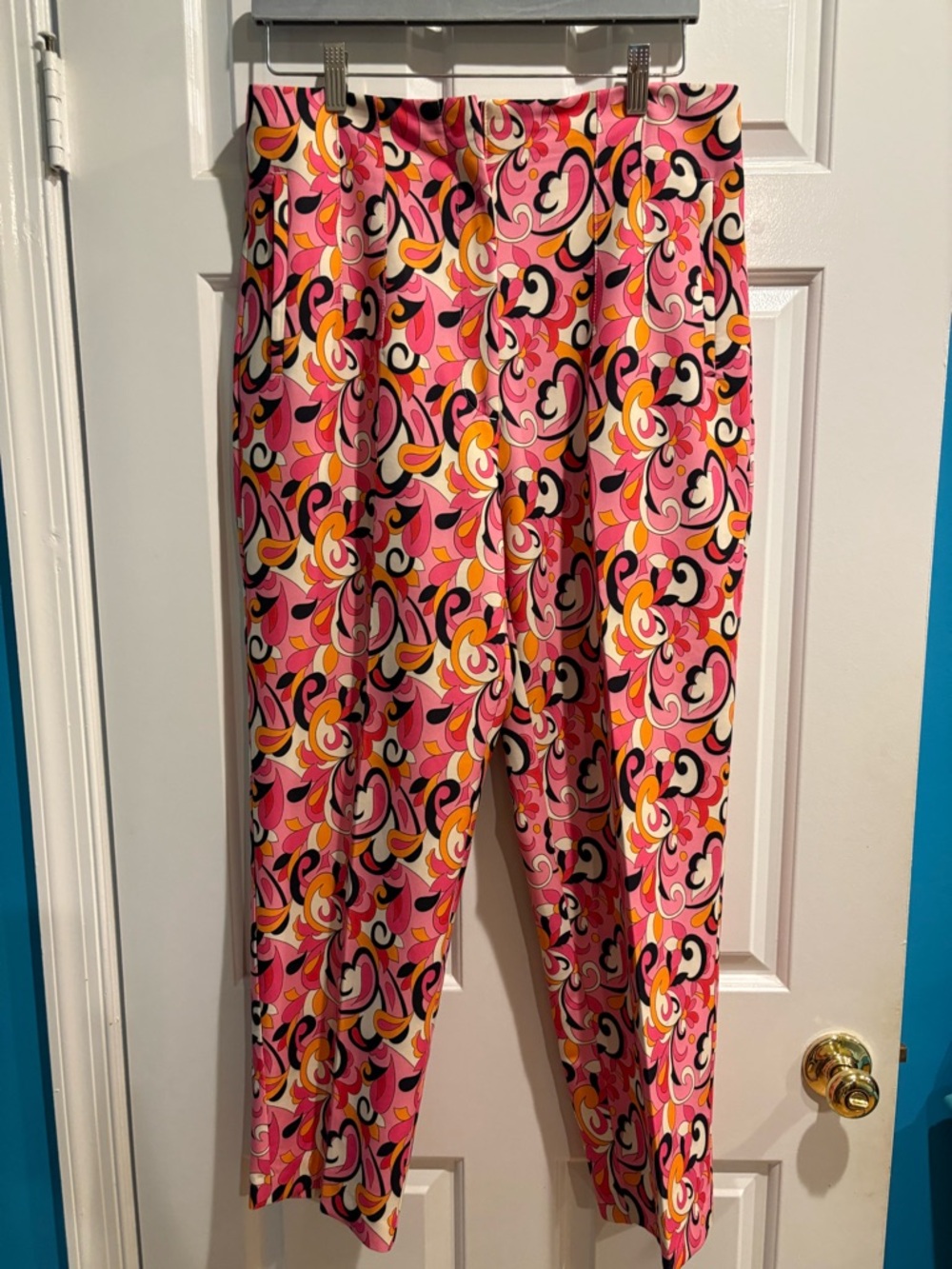 Zara paisley retro 70s print pants trousers sz XL pink - Picture 2 of 8